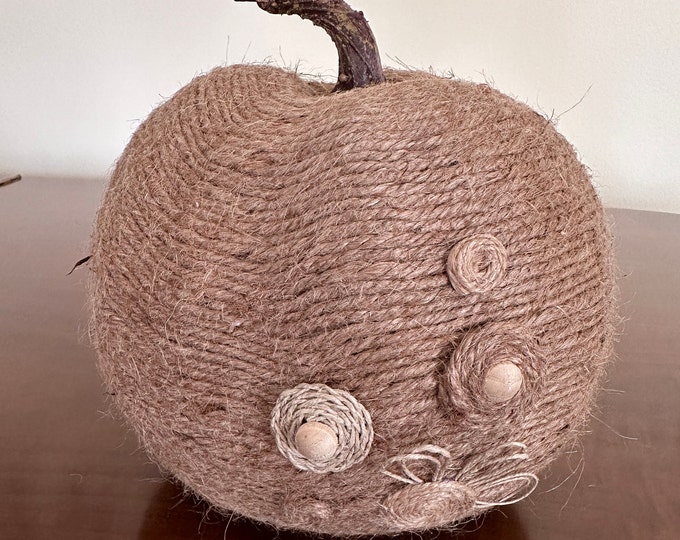Hand-Wrapped Jute Twine Pumpkin: Neutral Fall Table Decor