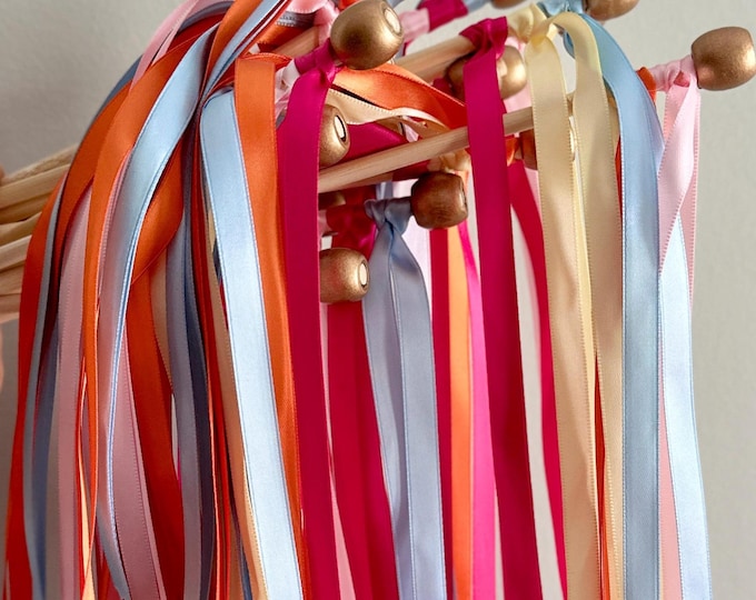 Colorful Custom Satin Ribbon Wands: Wedding Send-Off Party Favors, Photo Props