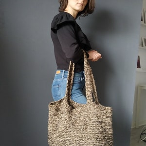 Crochet bag Crochet tote bag Shoulder bag Handmade bag Crochet handbag Knitted bag Jute bag Shopping bag Big bag image 6