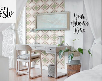 Office Wallpaper Mockup Template - Desk Wallpaper Mockup PSD - Photoshop Wallpaper Mockup - Photopea Wallpaper Mockup