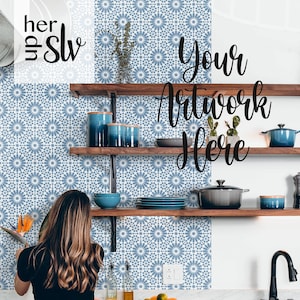Kitchen Wallpaper Mockup Template PSD - Kitchen Wall Mockup Photoshop - Photopea Wallpaper Mockup