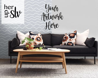 Couch Wallpaper Mockup Template - Photoshop Wallpaper Mockup - Photopea Wallpaper Mockup