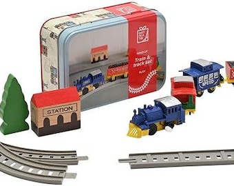 Conjunto de trenzinho em lata, presente de dramatização para crianças pequenas, brincadeira criativa e imaginativa, trem de corda e carruagens com trilhos
