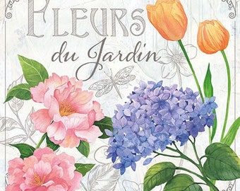 Serviettes florales. Pack de 20 serviettes de déjeuner français florales vintage, serviette en papier pour le découplage, votre table ou des serviettes de soirée d’occasion spéciale