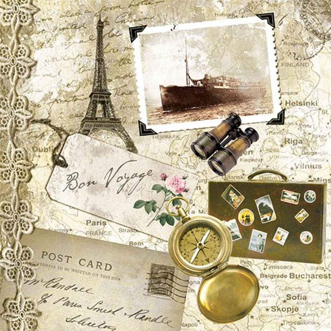 Paris Napkins. Pack of 20 Vintage Paris Travel Luncheon Etsy