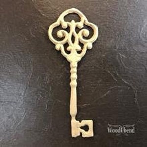 23cm Decorative Large Key Furniture Applique / Wooden Furniture Moulding, Mixed Media Onlay WoodUbend #958 Bendable when heated