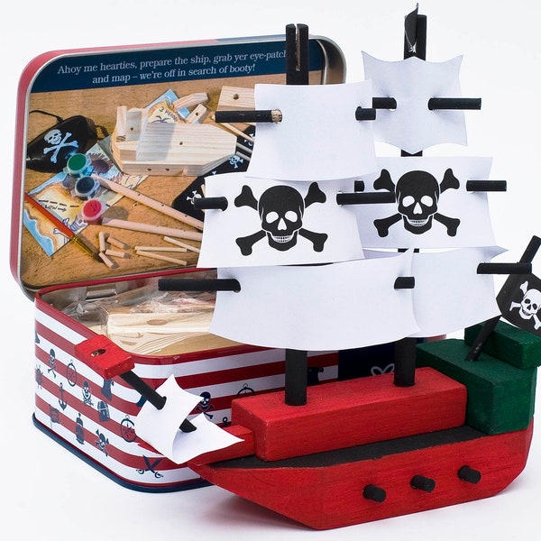 Kid’s Craft Kit, construisez votre propre kit de bateau pirate, artisanat pour enfants, cadeau artisanal pour enfants, cadeau pour enfants, modèles