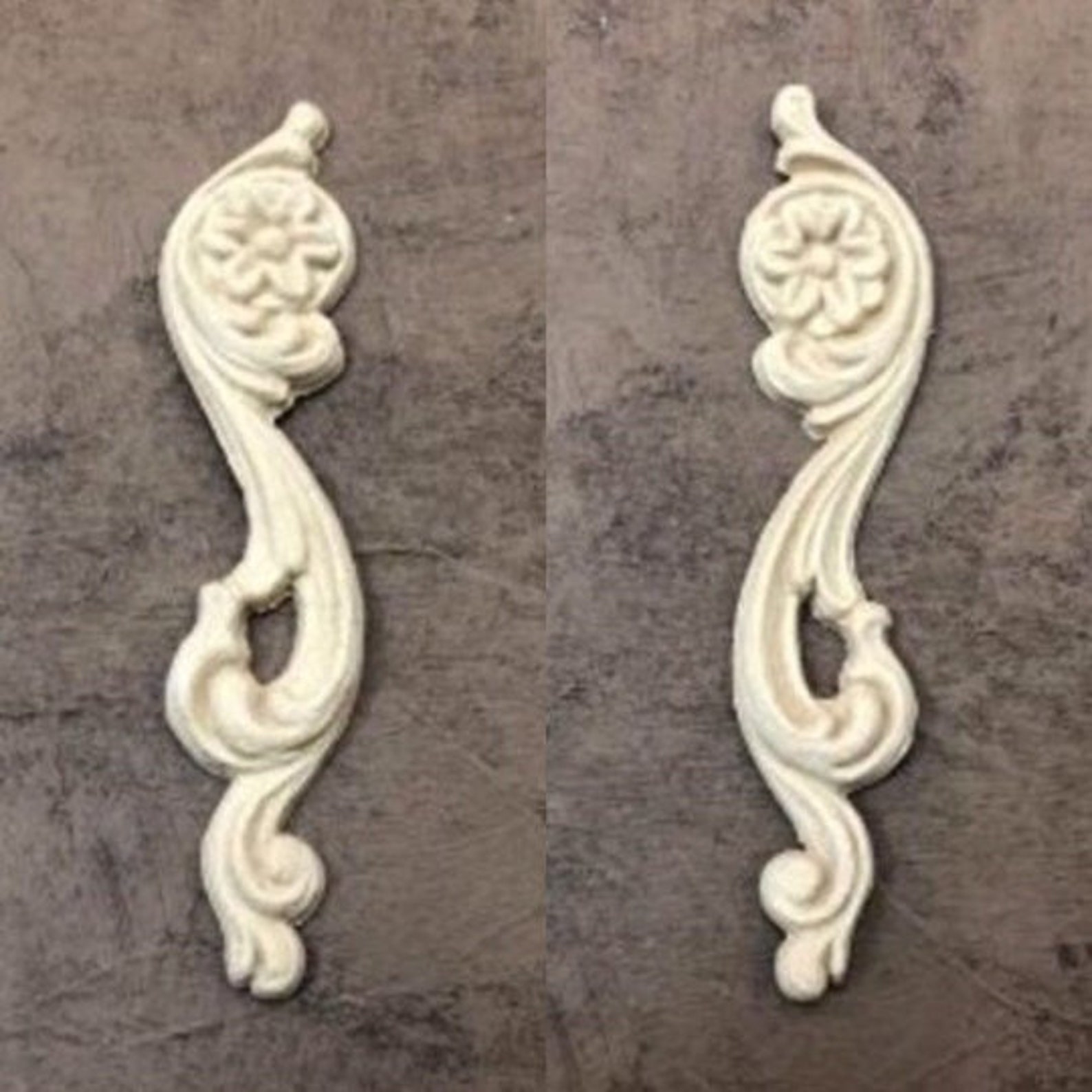 12cm Pair of Scrolls Decorative Furniture Applique / Wooden Etsy