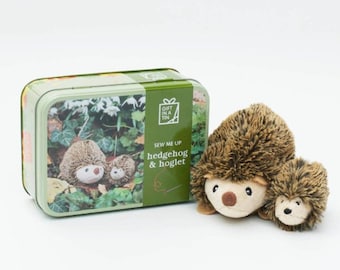 Kids craft kit - kids learn to sew a hedgehog & hoglet - kids craft kit - childrens birthday craft gift - kids sewing kit