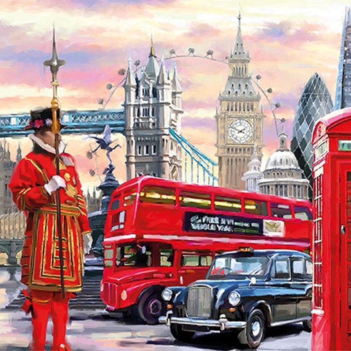 4 Individual London Decoupage Napkins. London Landmarks Paper Craft