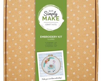 Make your Own Llama Embroidery  Craft Kit, Beginner's Embroidery Kit Perfect for Children and Adults. Make your Own Embroidery Hoop, DIY