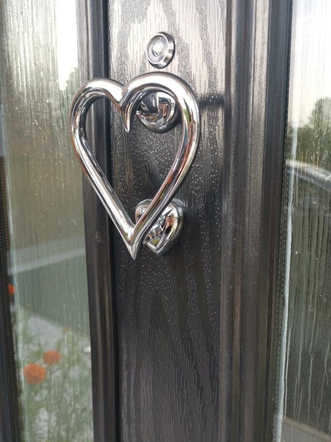 Heart Front Door Knocker in Chrome/ Black External Hardware Etsy