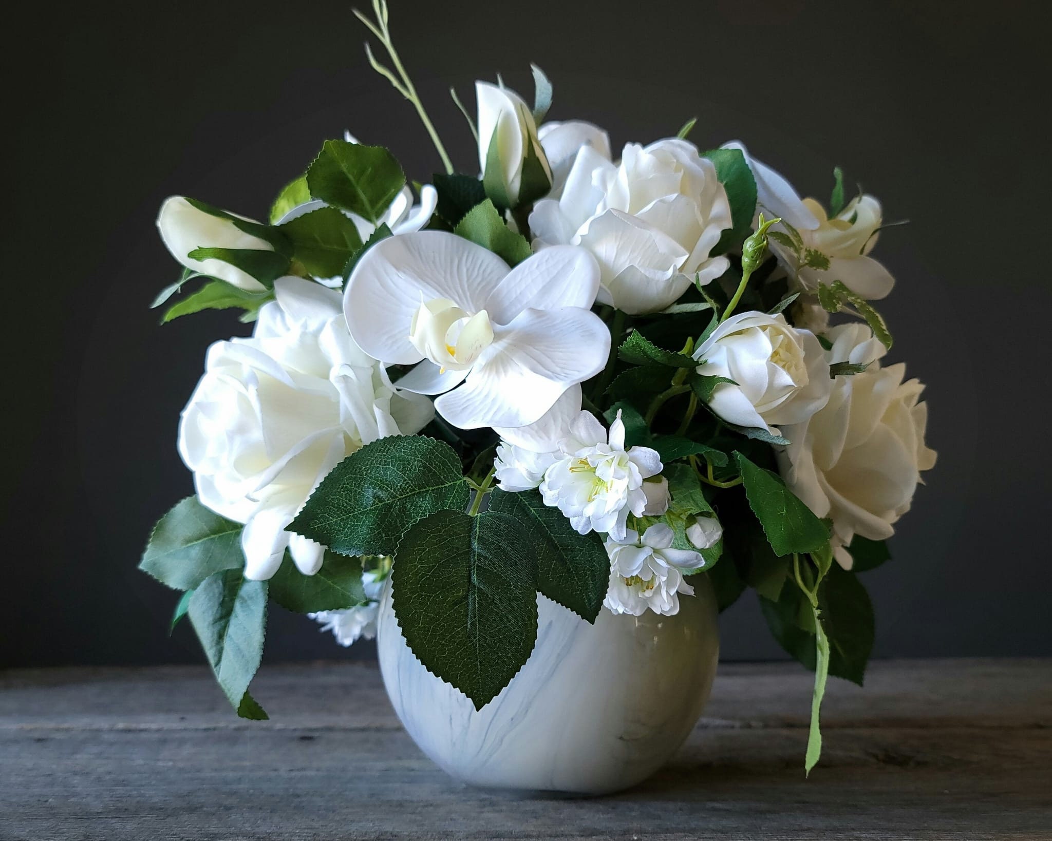 Real Touch Flower Bouquet White Floral Decor Faux Orchid Etsy