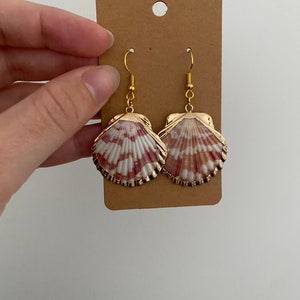 Gold shell dangle earrings