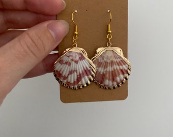 Gold shell dangle earrings