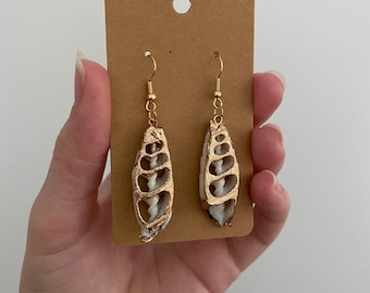 Gold shell dangle earrings