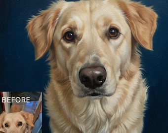 Custom Pet Portrait from Photo | Realistic Oil Painting Style | Digital Download | Dog & Cat Portrait | Personalized Pet Art