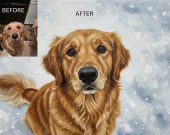 Custom Pet Portrait from Photo | Realistic Oil Painting Style | Digital Download | Dog & Cat Portrait | Personalized Pet Art