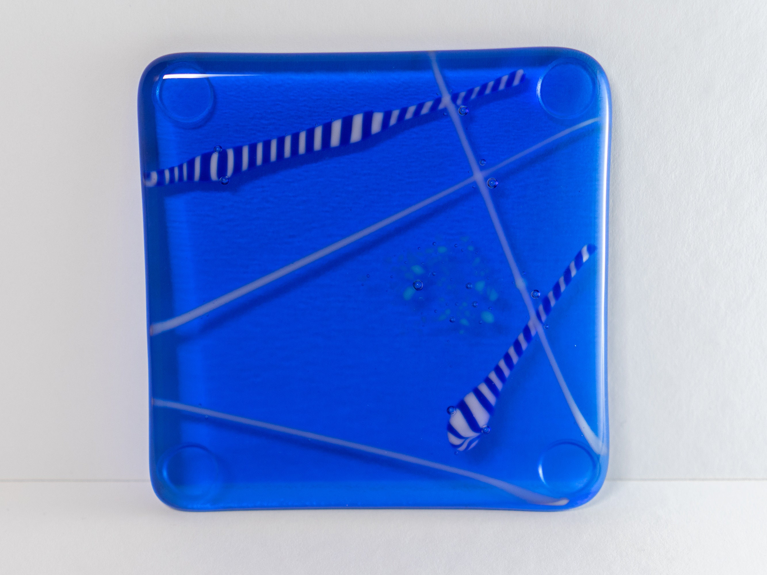 Handmade Fused Glass Coasters in Blue Set of Four Gift Set Etsy UK