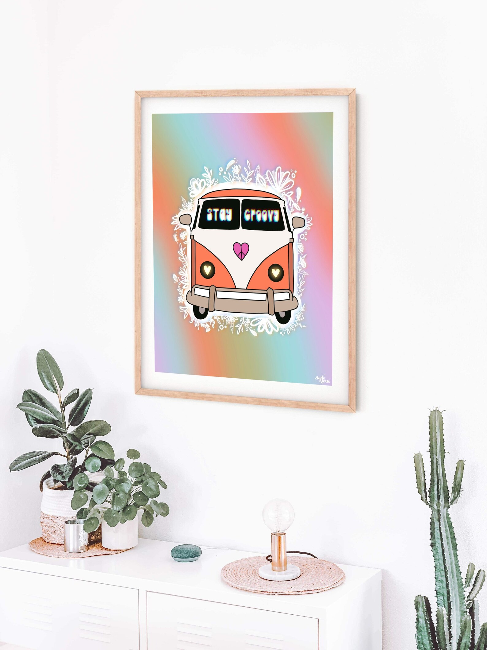 Stay Groovy Hippie Van Wall Art Art Prints Retro Groovy Etsy