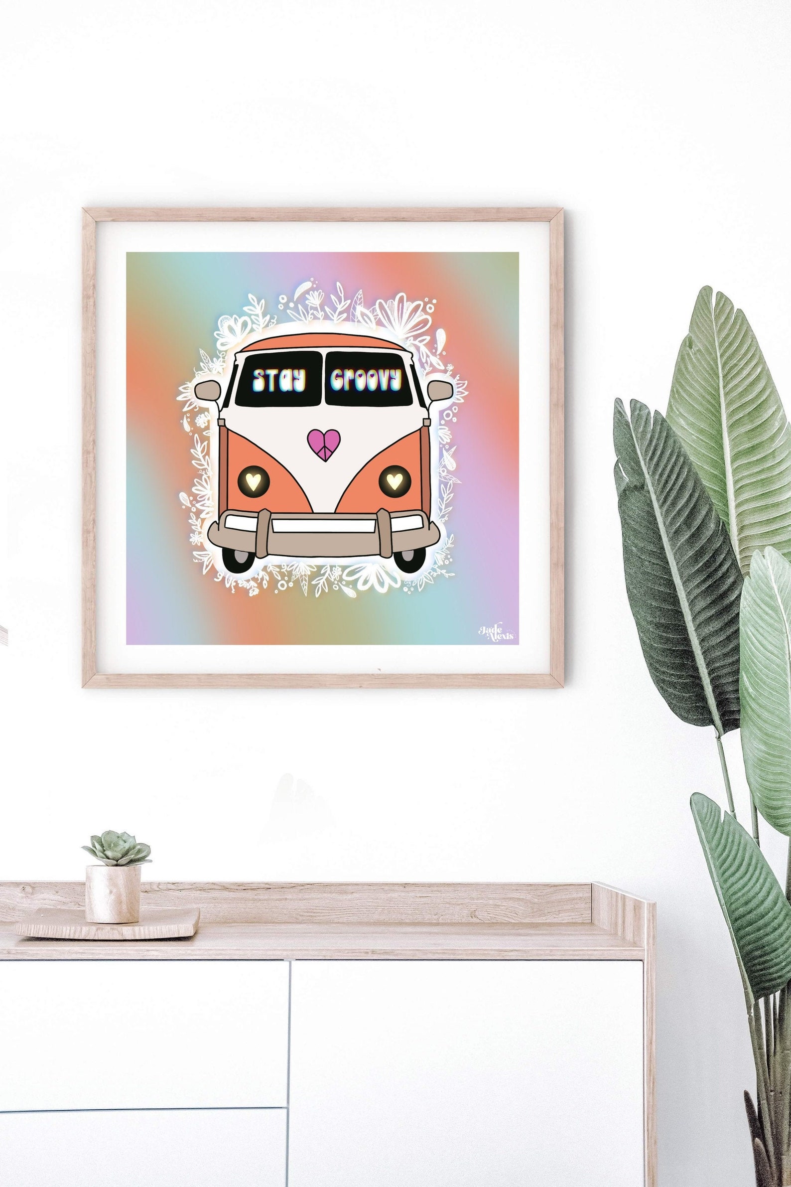 Stay Groovy Hippie Van Wall Art Art Prints Retro Groovy Etsy