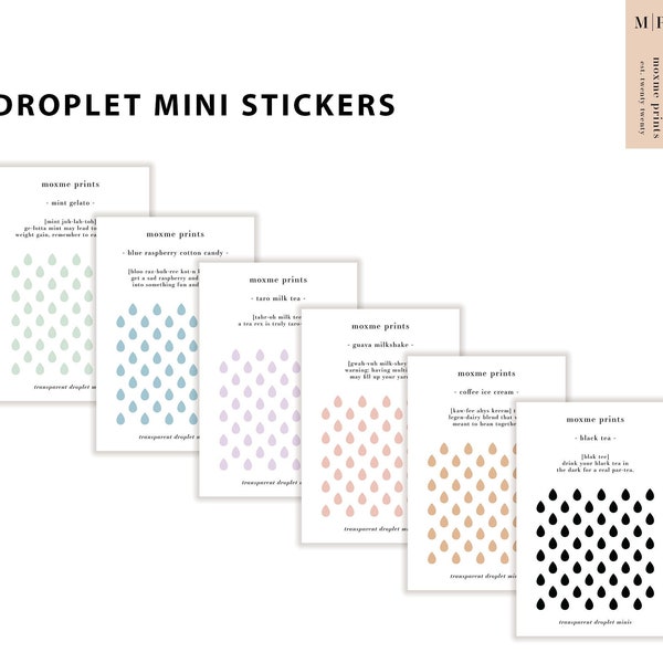Droplet Mini Stickers - Solid or Transparent