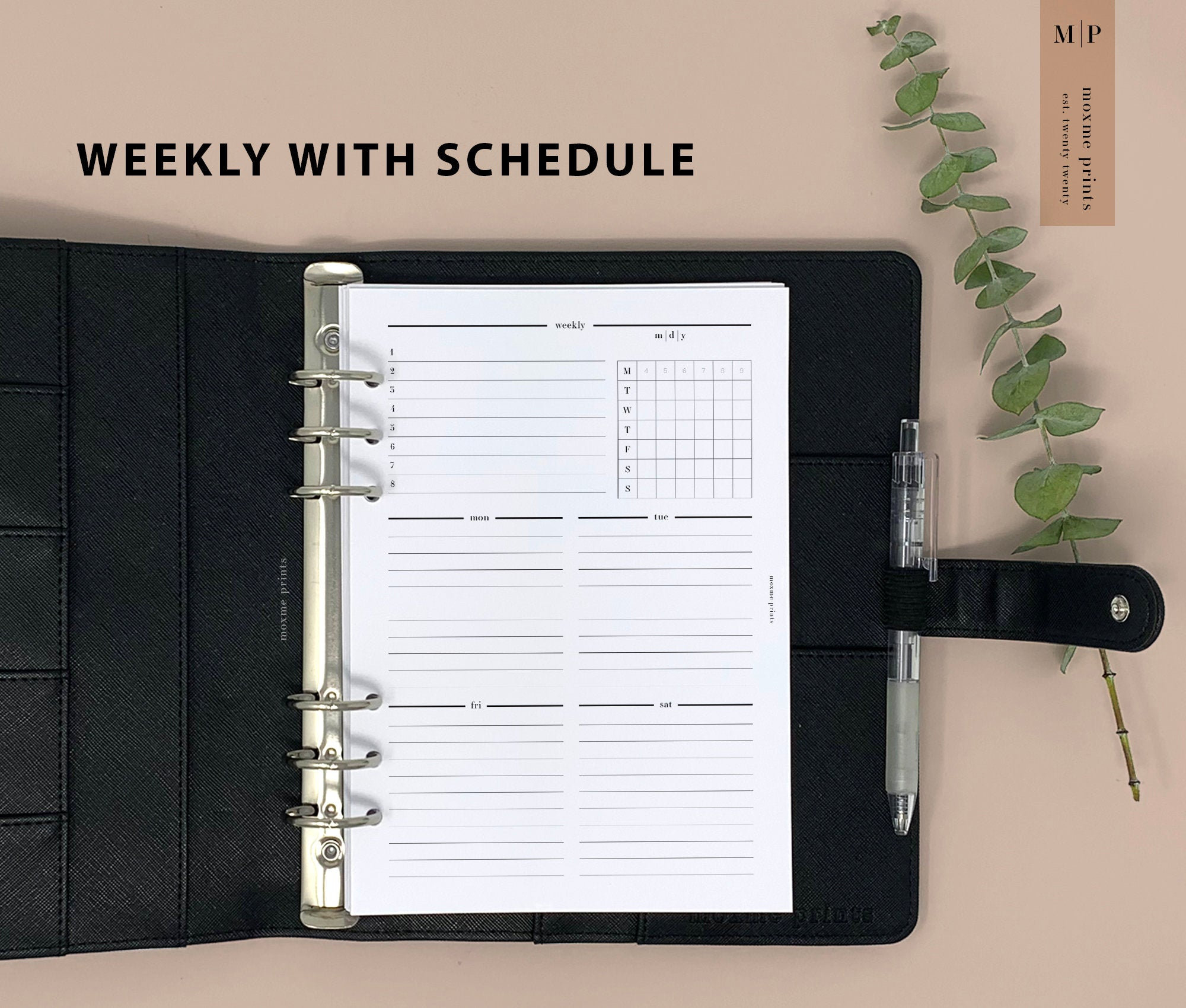 Vertical Weekly Schedule Planner Inserts Printed, Undated, A5 - Etsy