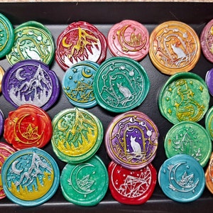 Adesivos de selo de cera | Selos de cera lunar | Selo Ouro e Prata | Materiais de artesanato
