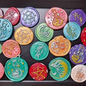 Adesivos de selo de cera | Selos de cera de bruxa | Selo Ouro e Prata | Materiais de artesanato