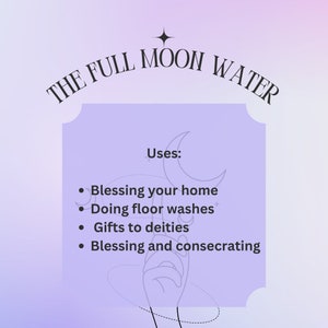 Full Moon Water Essential Oil Infused Witches Holy Water Rain Water image 6