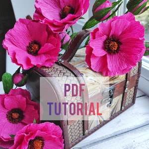 Tutorial + Modelli per fiori di carta, Fiori realistici fai da te in PDF, Modello per fiori in carta crespa, Ranuncolo in carta crespa