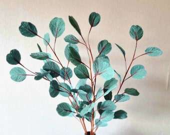 Decorative eucalyptus plant for vase, Blue foliage bouquet filler, Artificial eucalyptus greenery stem, Floral greens, Home decor