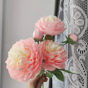 Krepppapier Pfingstrose Blumenstrauß: Handgemachte Blumen Tischdekoration