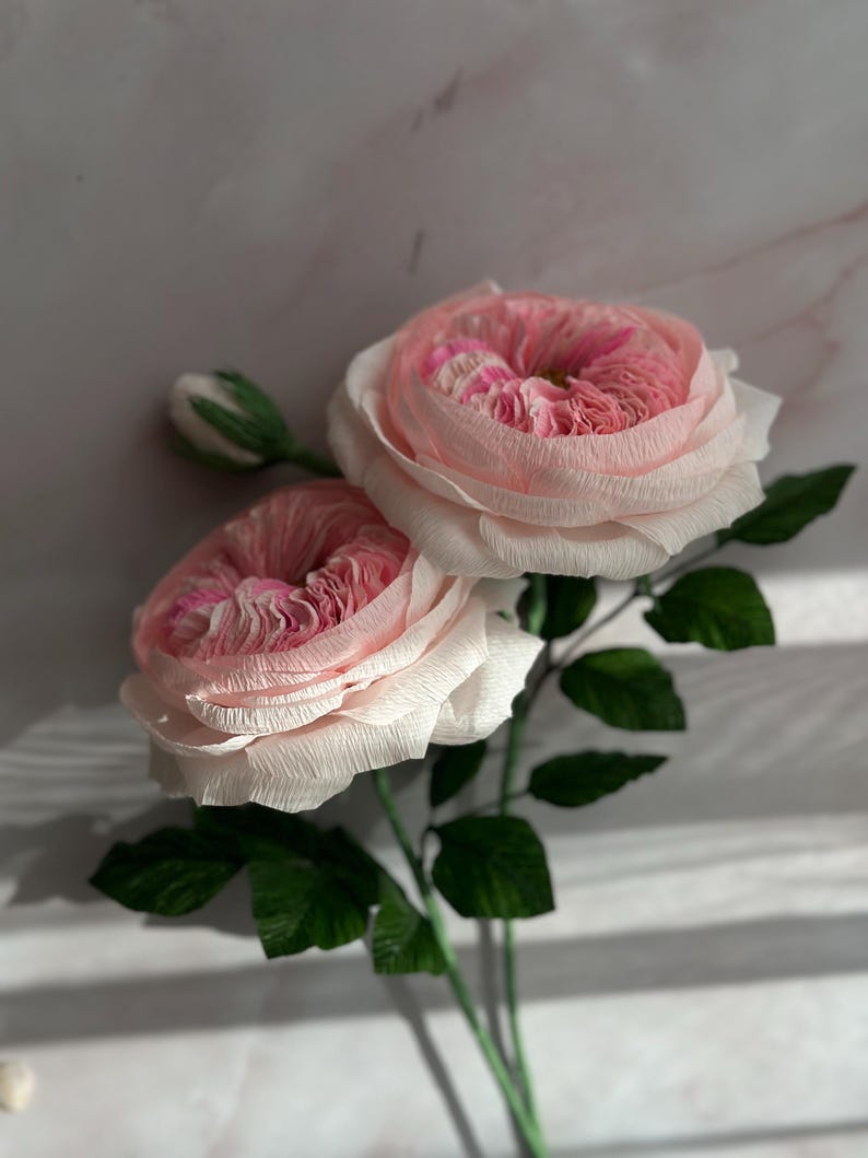 Crafted Roses Handmade Crepe Paper Rose: Soft Pink Garden Flower Decor - Etsy