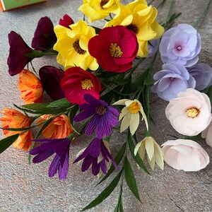 Anniversary artificial bouquet, Bright mixed paper flowers bouquet, Housewarming paper flower gift, Best friend flower gift image 5