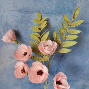 Crepe Paper Flowers for Home Decor, Spring Pink Paper Flowers, Artificial Flowers Housewarming Gift image 3