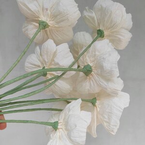 Paper flower 1st anniversary gift, Crepe paper flower, White flowers for vase, Interior flowers, Artificial flowers, Bridal shower decor image 3