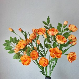 Cadeau de bouquet de fleurs en papier, fleurs orange pour la décoration de la maison, cadeau d'anniversaire en papier fleurs, cadeau du 50e anniversaire pour femme, cadeau de soi image 3
