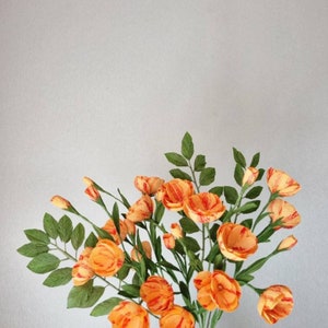 Cadeau de bouquet de fleurs en papier, fleurs orange pour la décoration de la maison, cadeau d'anniversaire en papier fleurs, cadeau du 50e anniversaire pour femme, cadeau de soi image 6