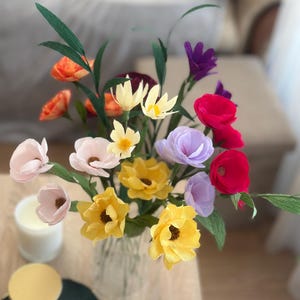 Bouquet artificiale per anniversario, bouquet di fiori di carta misti luminosi, regalo di fiori di carta per inaugurazione della casa, regalo di fiori per la migliore amica