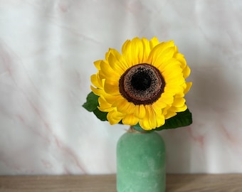 Handmade Paper Sunflower Stem, Realistic Crepe Flower Gift, Rustic Home Decor Flower