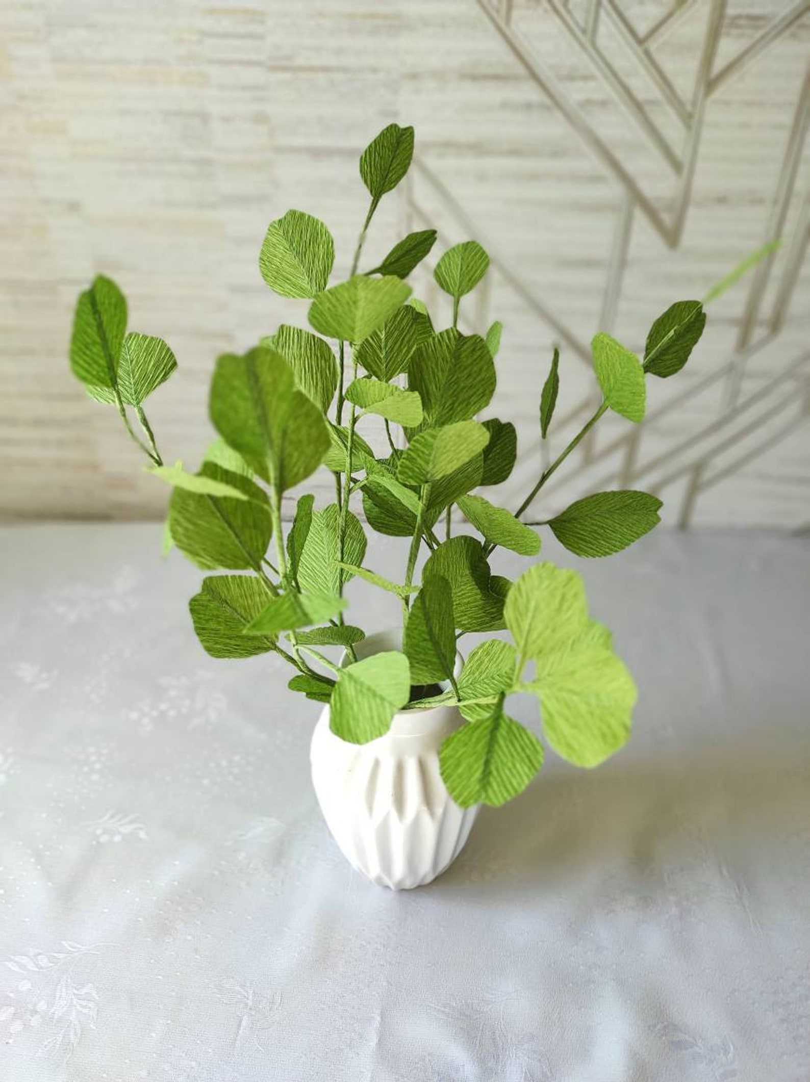 Eucalyptus Branch Crepe Paper Foliage One Stem Paper Etsy