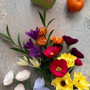Anniversary artificial bouquet, Bright mixed paper flowers bouquet, Housewarming paper flower gift, Best friend flower gift image 2