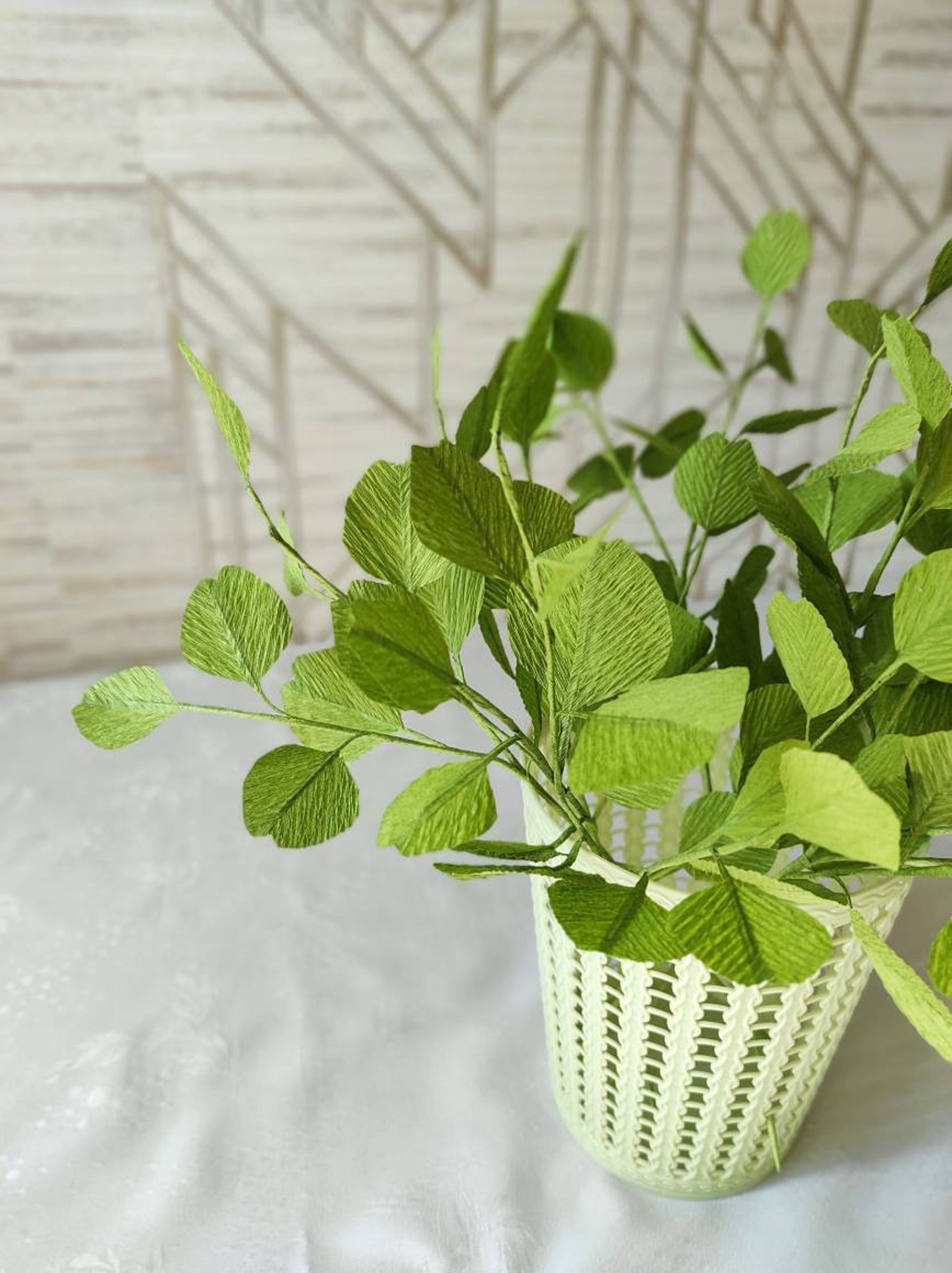 Eucalyptus Branch Crepe Paper Foliage One Stem Paper Etsy