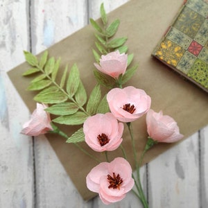 Crepe Paper Flowers for Home Decor, Spring Pink Paper Flowers, Artificial Flowers Housewarming Gift image 2