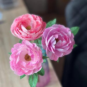 Handmade Pink Crepe Paper Peony Bouquet: Floral Centerpiece