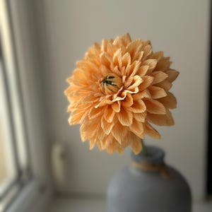 Orange Paper Dahlia Flower: Handmade Floral Gift, Home Decor