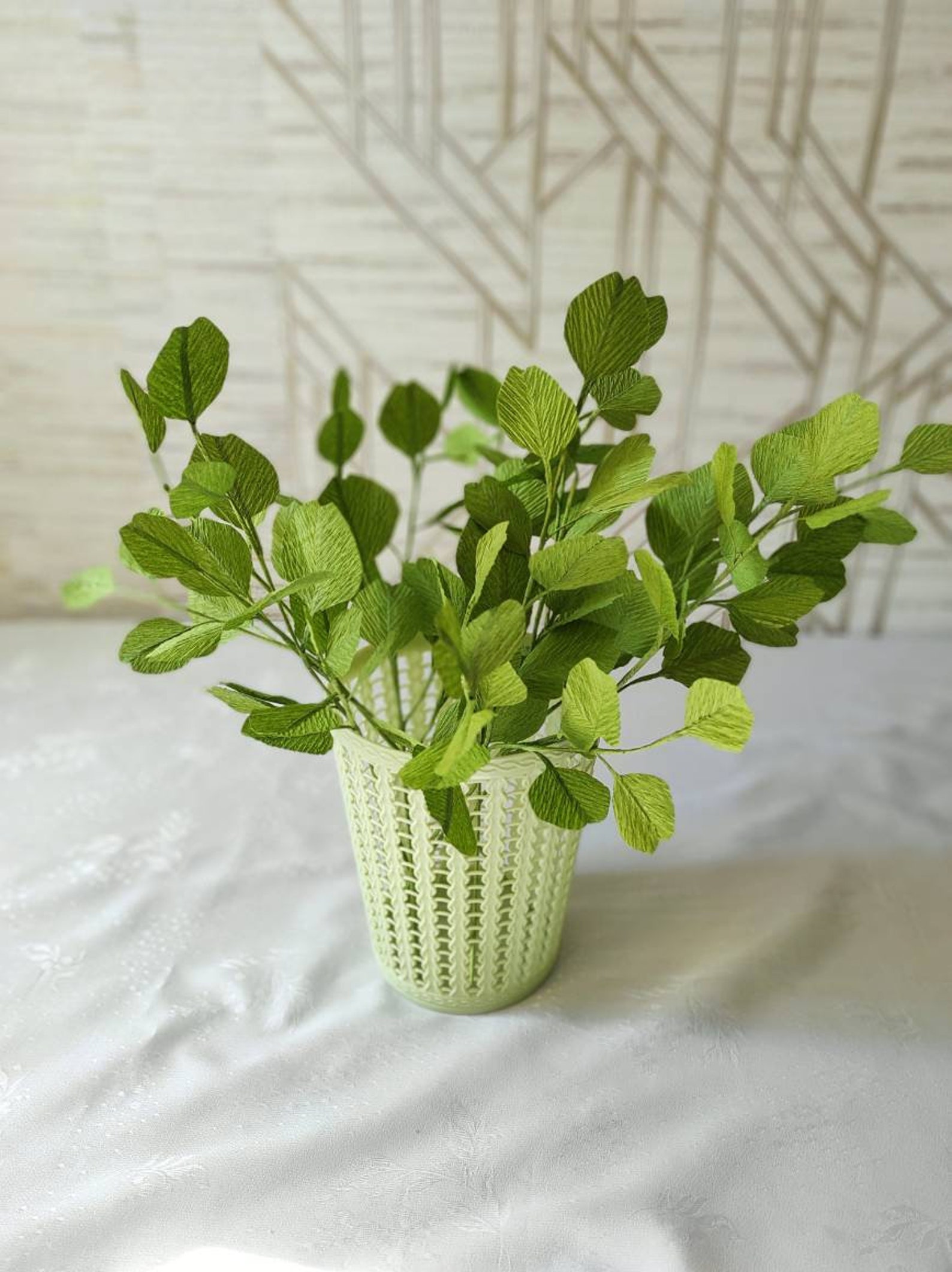 Eucalyptus Branch Crepe Paper Foliage One Stem Paper Etsy