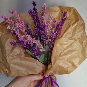 Bouquet di piccoli fiori, fiori di lavanda artificiali per vaso, decorazioni per la casa con fiori di carta crespa, regalo di lavanda per la festa della mamma, decorazioni rustiche per la casa