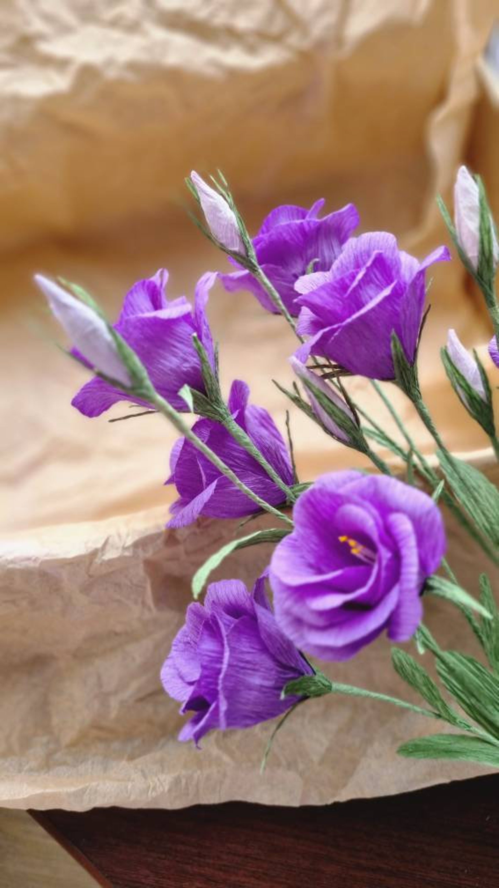 Violet Paper Flower Birthday Gift for Her Artificial Eustoma Etsy